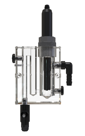 被置于流通池中的OxySense A 溶解氧传感器